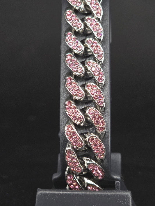 Pulsera rosa y plata