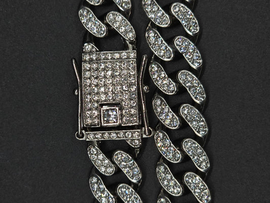 Cuban 12 mm color plata