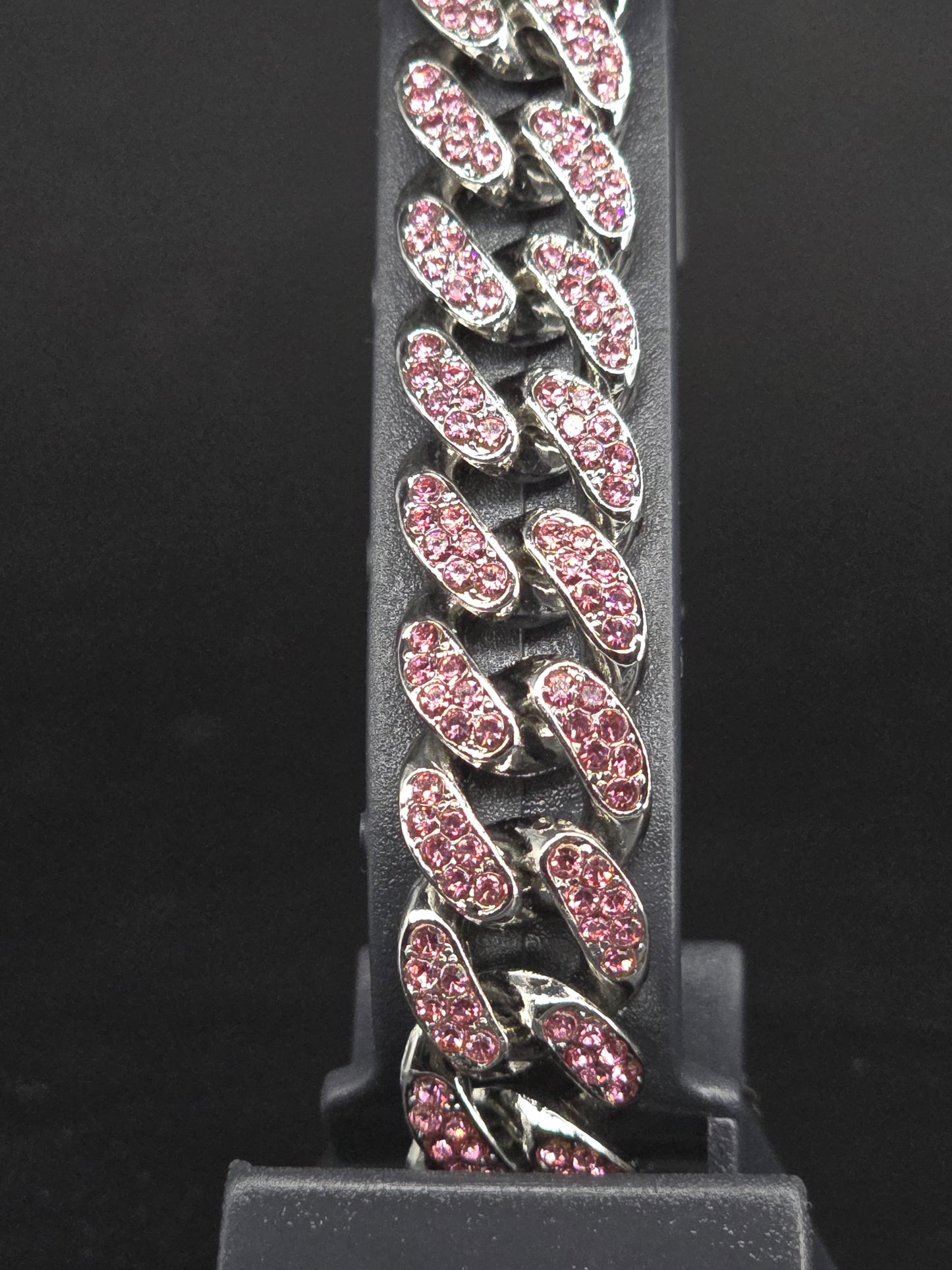Pulsera rosa y plata
