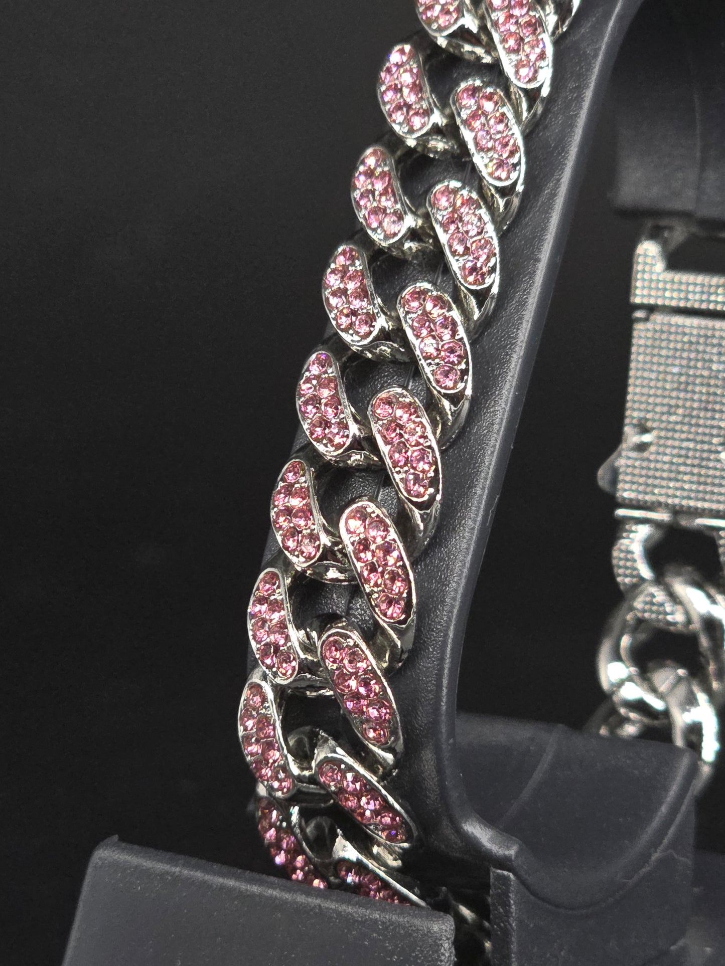 Pulsera rosa y plata