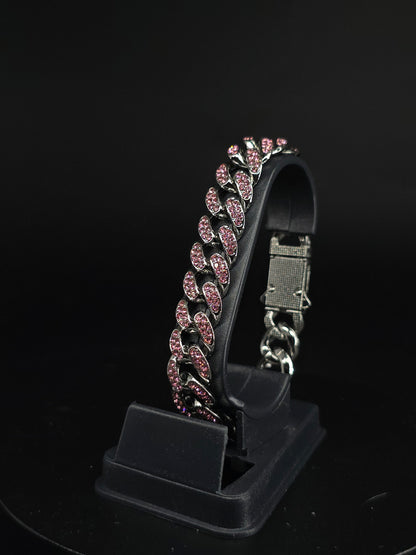 Pulsera rosa y plata