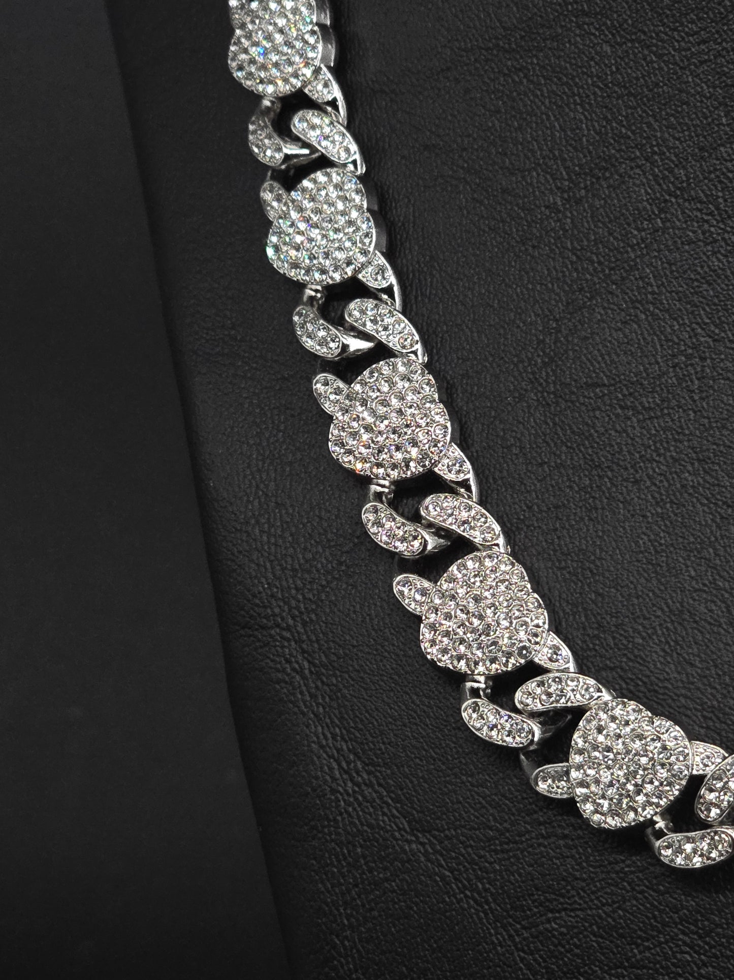 Cubana corte corazones plata